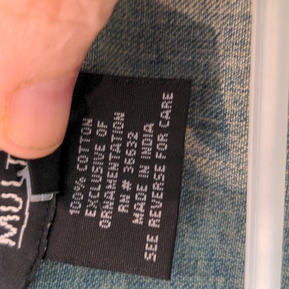 EUC Multiples Size M Denim Jacket Shell Button Trim Lightweight Distressed Boho - Picture 9 of 10